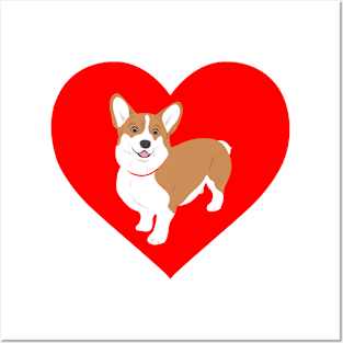 Corgi In A Red Heart Posters and Art